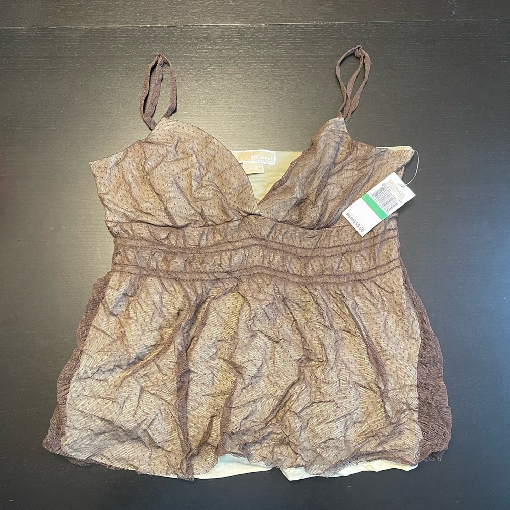 NEW WITH TAGS Michael Kors strappy tank, lace overlay, size Large.